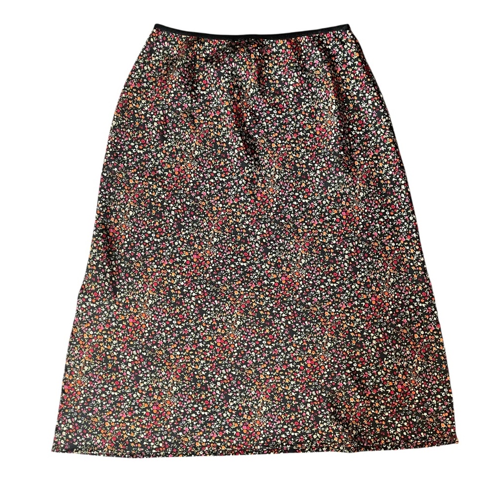 VintageBlue Ditsy Floral Skirt with Side Slits Junior’s 9 Elastic Waist
